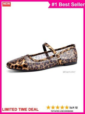 Women's Mesh Buckle Strap Square Toe Flats Slip-On Shoes